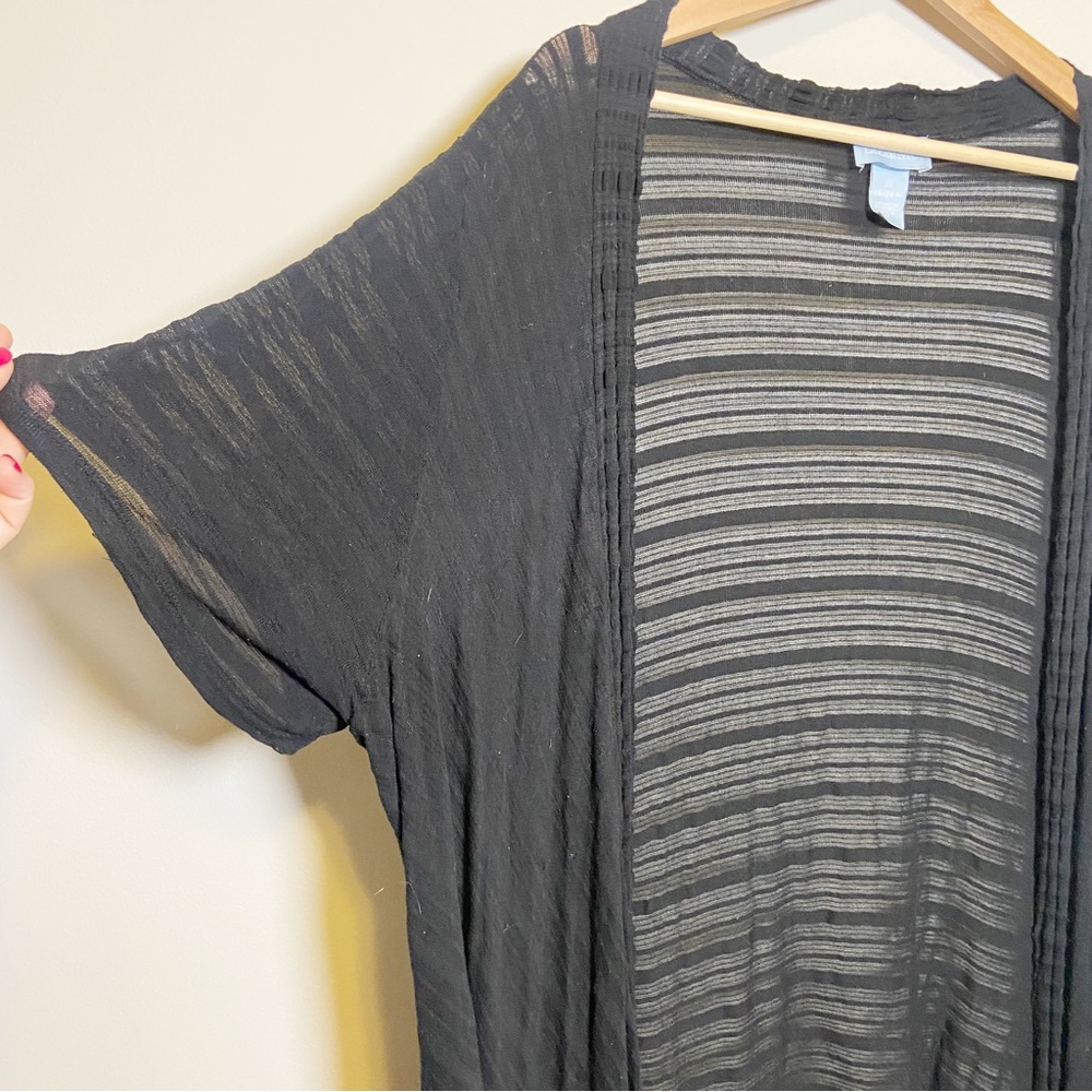 Liz & Me Black Short Sleeve Kimono Cardigan - Picture 2 of 6